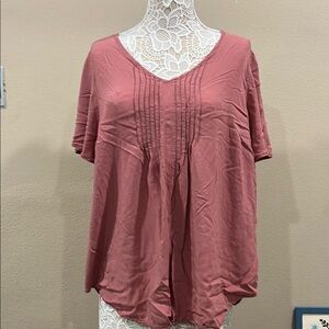 Women's Pink V-Neck Top